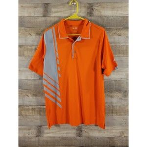 Adidas Golf Shirt Mens Medium Orange Polo Golfer Adizero